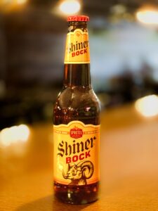 Bottle of Shiner Bock amber lager served at Indian Bites bar in Lyons Colorado